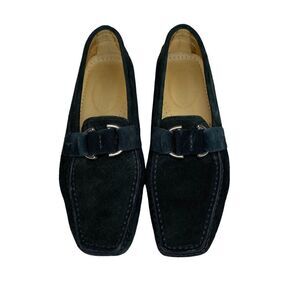 Richard Zech Collection Black Suede Leather Driving Moccasins Loafers 37 / 7